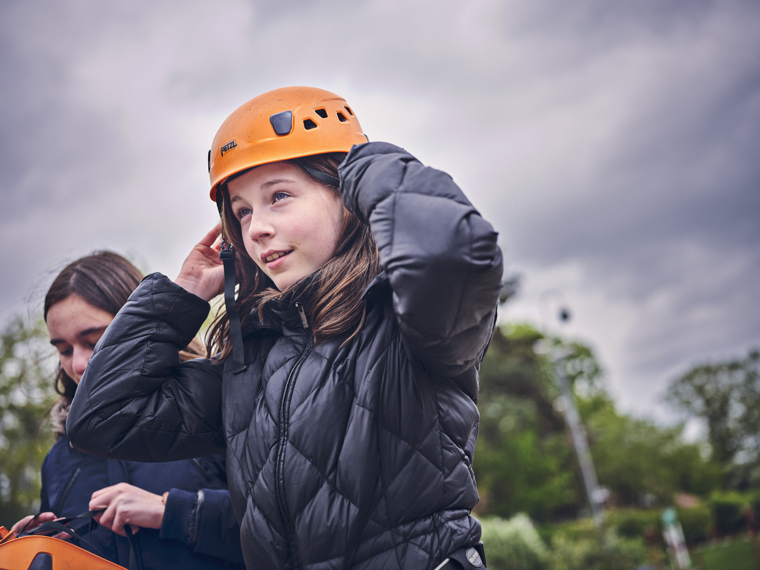 Scout wearing a helmet